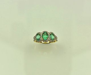Anillo Tresillo Oro 18k & Diamantes