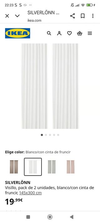 Cortinas IKEA SILVERLÖNN una Rosa y otra blanca 