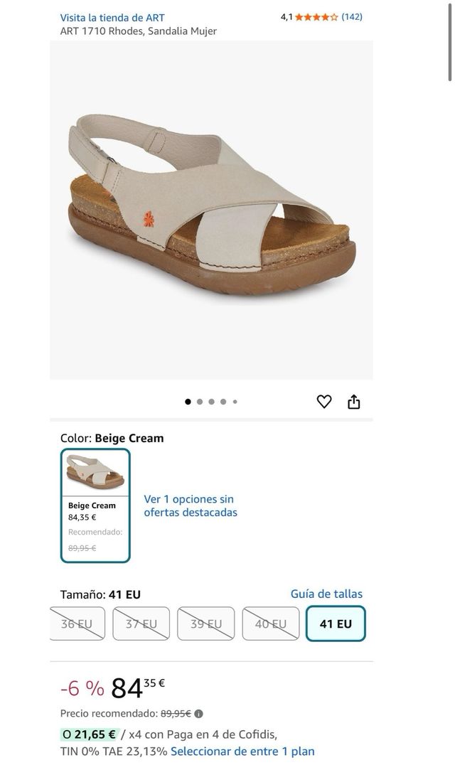 Sandalias Art Beige Mujer