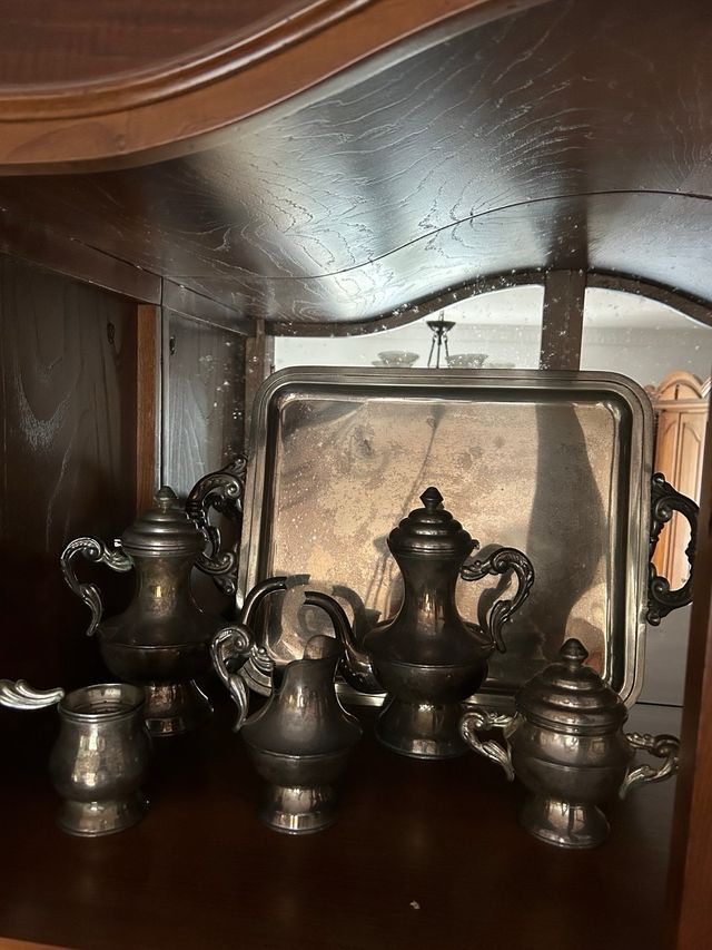 Juego de café color plata y cristal