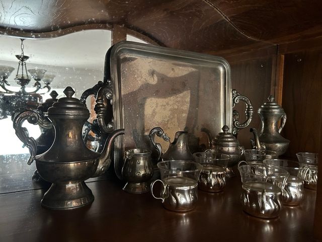 Juego de café color plata y cristal