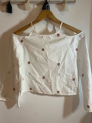 Blusa Mango Teen blanca bordada