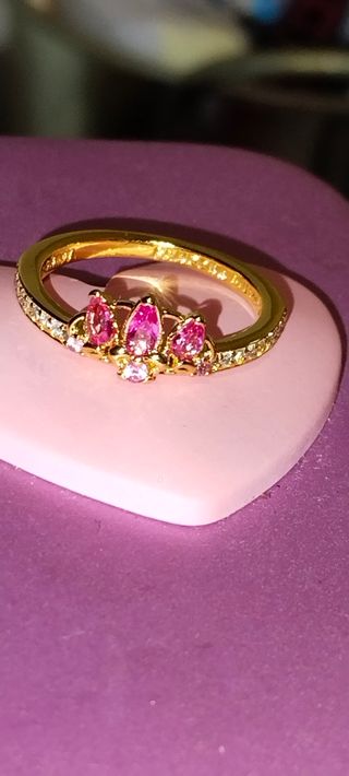 Anillo Disney Oro Rosa con Piedras Rosas