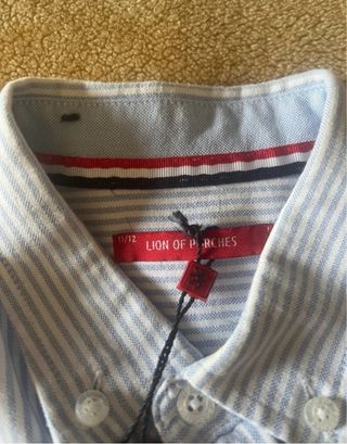 Camisa Lion of Porches Branca e Azul Listrada