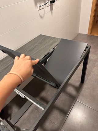 Mesa de cocina extensible metal y madera