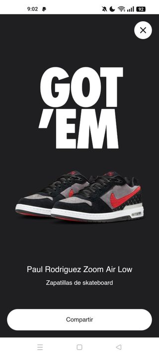 Nike SB Paul Rodriguez Zoom Air 1 Talla 42 "BRED"