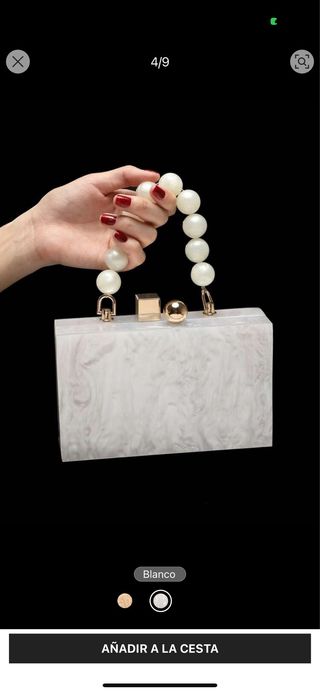 Bolso de fiesta blanco con detalles dorados