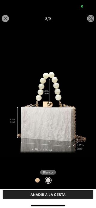 Bolso de fiesta blanco con detalles dorados