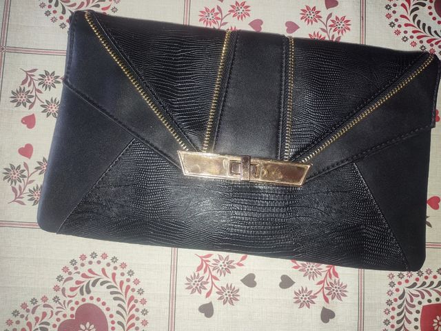 Borsa elegante donna vintage nera e oro