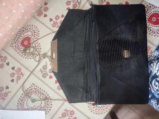 Borsa elegante donna vintage nera e oro