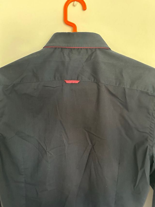 Camisa Vestir Recamicia Azul Marino y Rojo