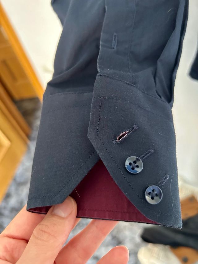 Camisa Vestir Recamicia Azul Marino y Rojo