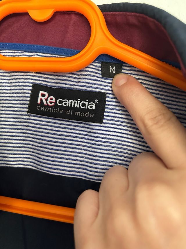 Camisa Vestir Recamicia Azul Marino y Rojo