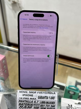 iPhone 14 Pro Max 128GB batería 83%￼