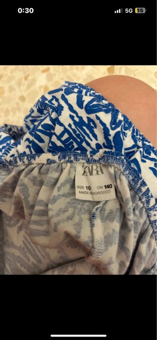 Conjunto niña falda y top estampado zara