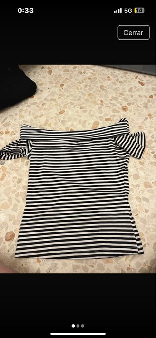 Camiseta H&M rayas hombros descubiertos