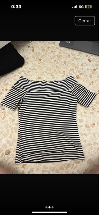 Camiseta H&M rayas hombros descubiertos