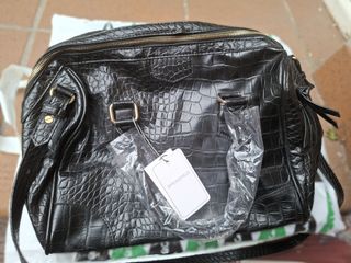 Bolso Springfield Negro Cocodrilo Nuevo