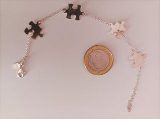 Pulsera plata eslabones rompecabezas