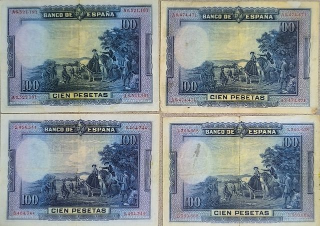 4 Billetes 100 Pesetas 1928 España