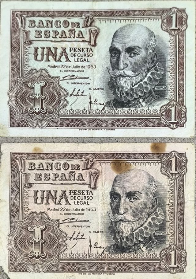 2 Billetes 1 Peseta Banco de España 1953