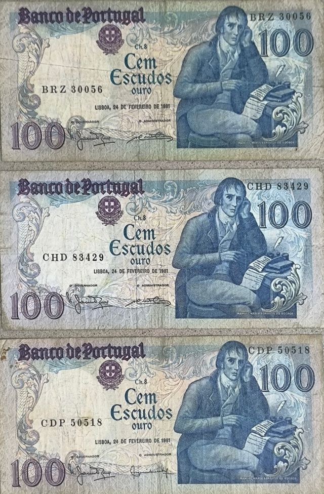 3 Billetes 100 Escudos Portugueses 19
