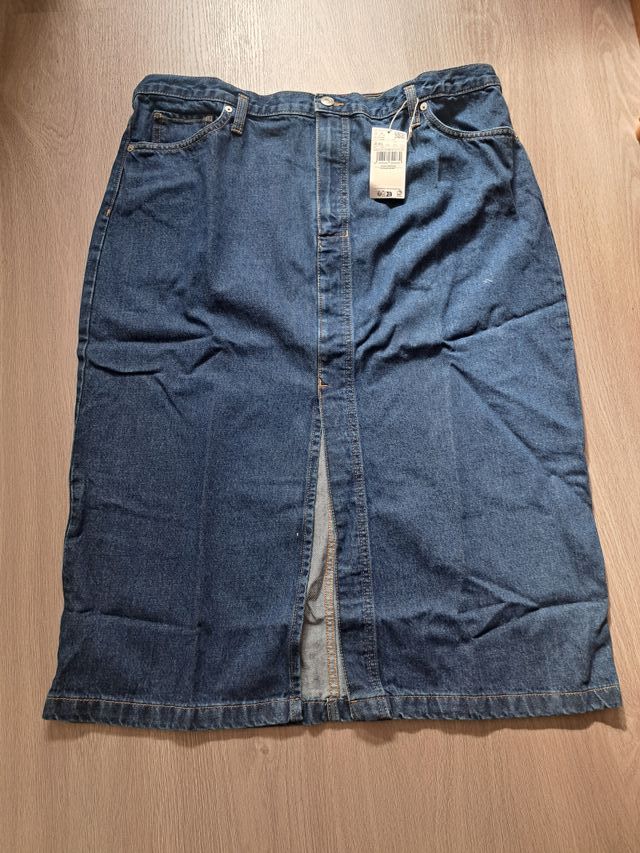 Falda midi vaquera azul talla XXL