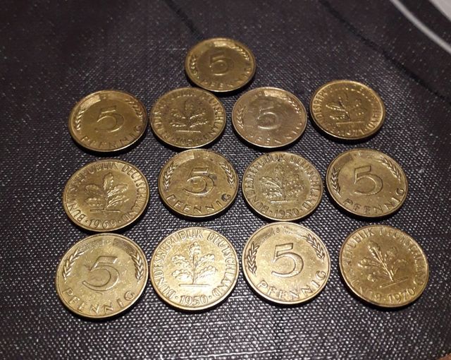 Coleccion 13 monedas 5 Pfennig Alemania