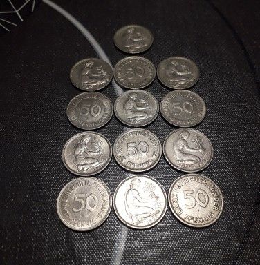 Colección 13 Monedas de  50 Pfennig de alemania