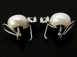 pendientes oro 18k con piedra con circonita,perla