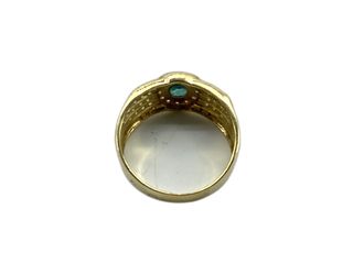 anillo oro 18k con piedra con circonita,esmeralda