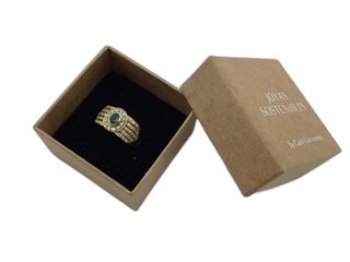 anillo oro 18k con piedra con circonita,esmeralda