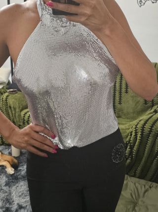 Top fiesta cadena plateado
