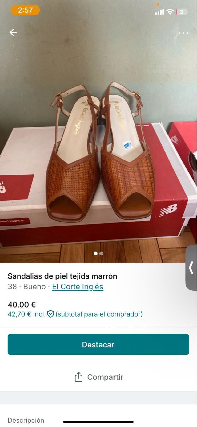 Sandalias de tacón El Corte Inglés piel tejida
