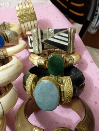 Bracciale indiano vintage ottone e pietra dura 