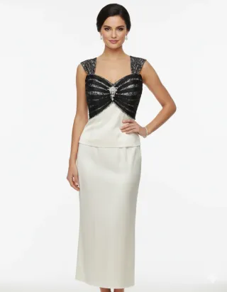 LIQUIDACION! Traje de fiesta blanco y negro T40