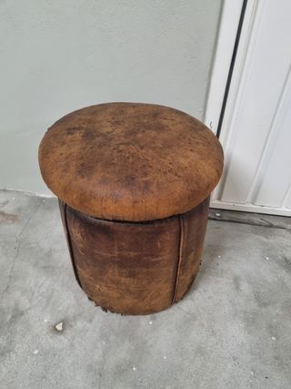 Puff Vintage Pele Castanho