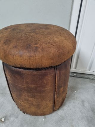 Puff Vintage Pele Castanho