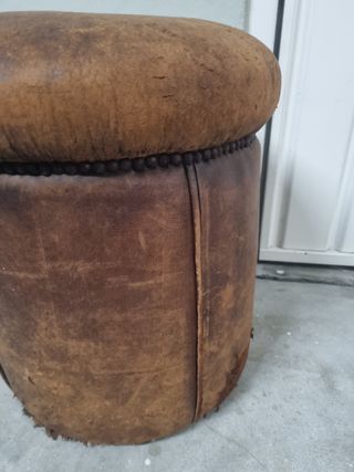 Puff Vintage Pele Castanho