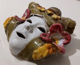 Máscara cerámica de Mayólica Baco 1960 italiana