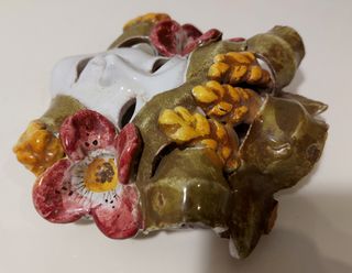 Máscara cerámica de Mayólica Baco 1960 italiana