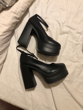 Zapatos de tacón plataforma negros talla 37