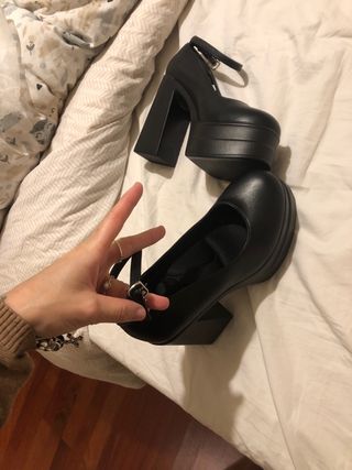 Zapatos de tacón plataforma negros talla 37