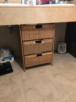 Armario de mimbre 3 cajones para baño 