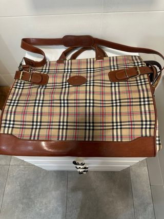 Bolso de viaje de lona con detalles en piel