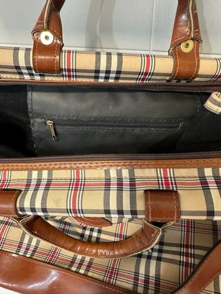 Bolso de viaje de lona con detalles en piel