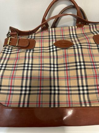 Bolso de viaje de lona con detalles en piel