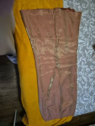 Conjunto corpiño y falda larga dorado y naranja