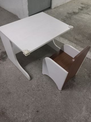 Escritorio y silla de madera infantil blanco