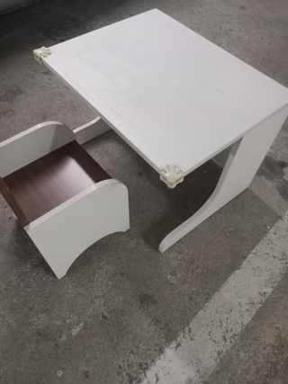 Escritorio y silla de madera infantil blanco